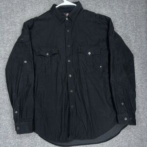 Victorinox Corduroy Shirt Mens XL Black Long Sleeve Outdoor swiss army military